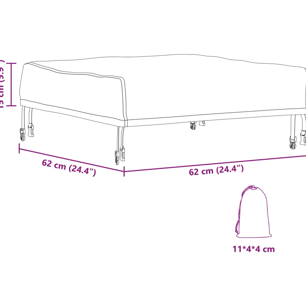 vidaXL Tafel Dek 62 x 62 x 15 cm Vierkant Waterdicht Zwart