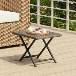 vidaXL Tafel inklapbaar 45x35x32 cm poly rattan grijs