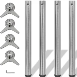 vidaXL Tafelpoten in hoogte verstelbaar geborsteld nikkel 710 mm 4 st