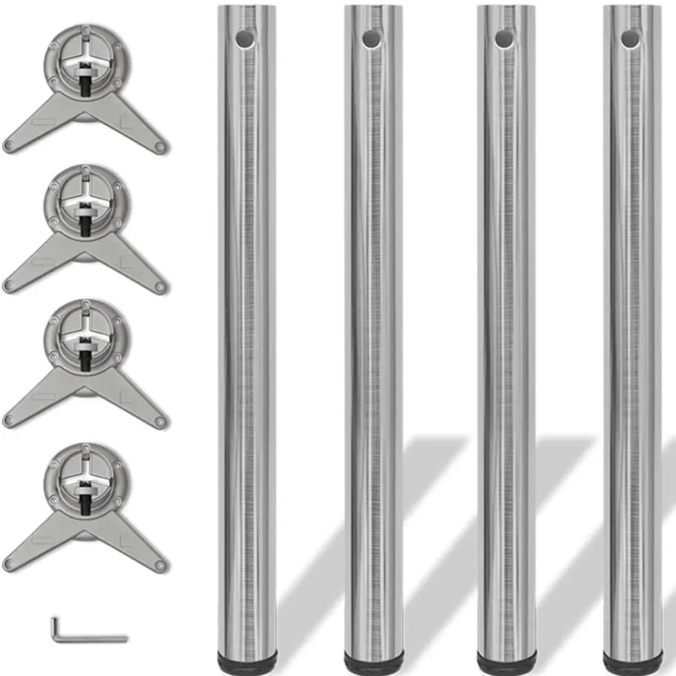 vidaXL Tafelpoten in hoogte verstelbaar geborsteld nikkel 710 mm 4 st
