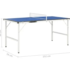 vidaXL Tafeltennistafel 152x76x66 cm met net 152x76x66 cm blauw