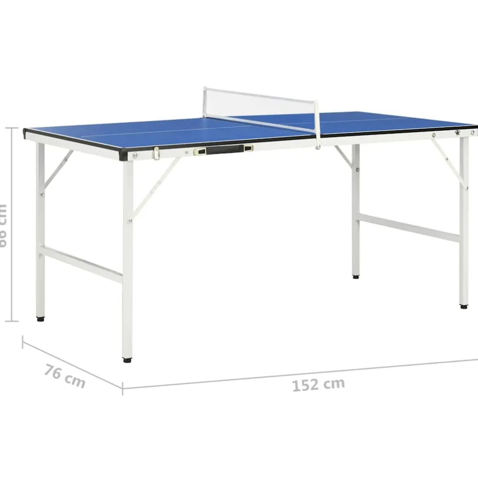 vidaXL Tafeltennistafel 152x76x66 cm met net 152x76x66 cm blauw