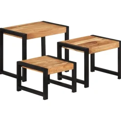 vidaXL Tafeltjesset 3 st massief hout
