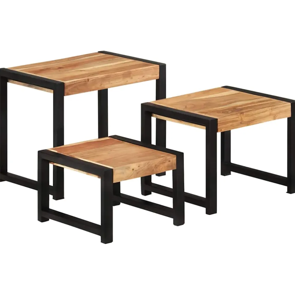 vidaXL Tafeltjesset 3 st massief hout