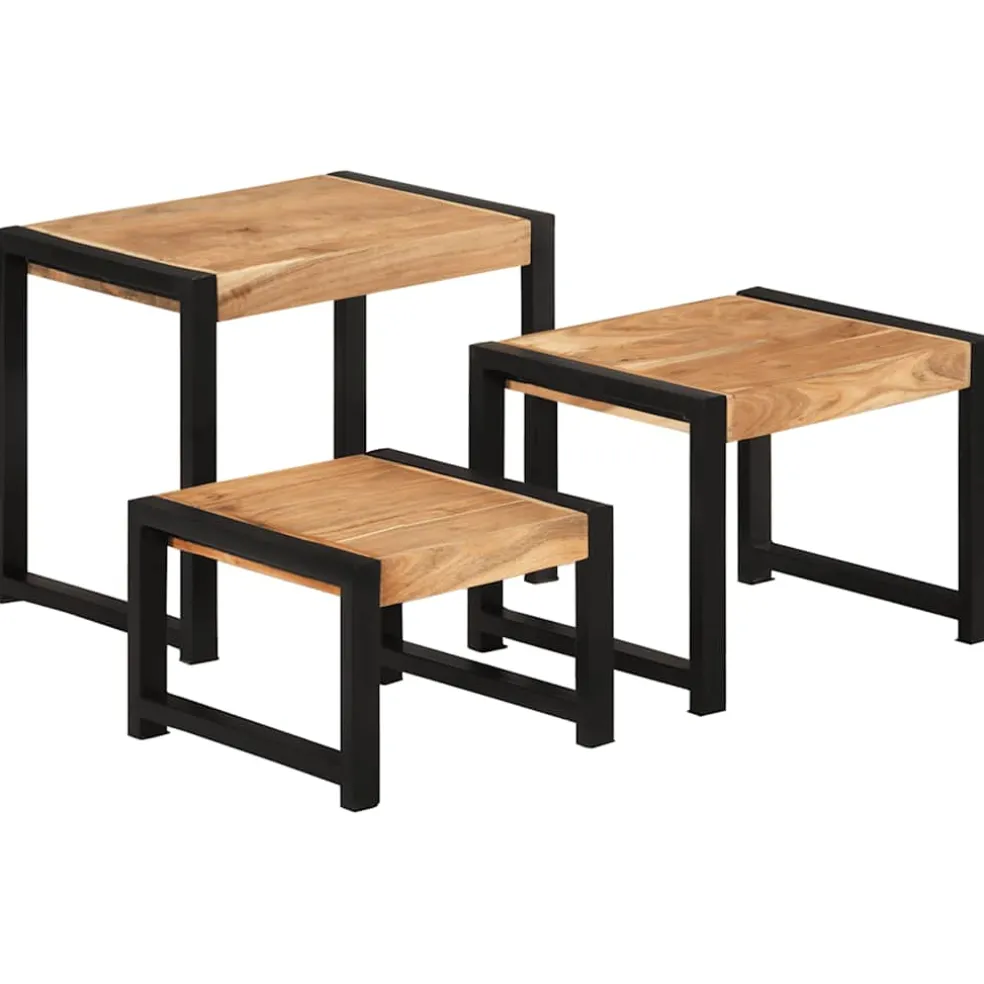 vidaXL Tafeltjesset 3 st massief hout