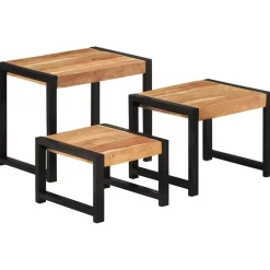 vidaXL Tafeltjesset 3 st massief hout