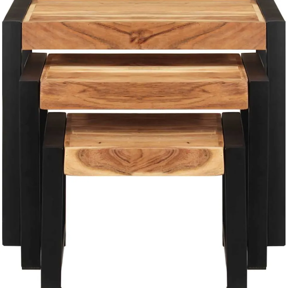 vidaXL Tafeltjesset 3 st massief hout