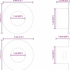 vidaXL Tafelvoetbalstoppers 10 st Zwart 3 x 3 x 1,4 cm HIPS