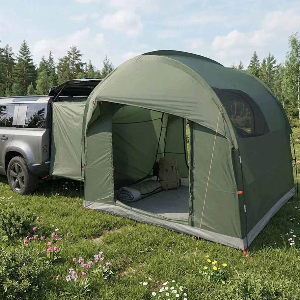 vidaXL Tailgate Tent met Regenfly Waterdicht 4-persoons Legergroen