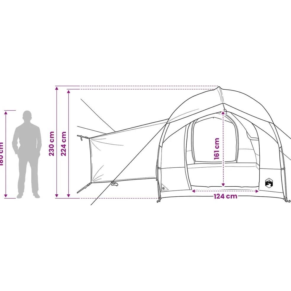 vidaXL Tailgate Tent met Regenfly Waterdicht 4-persoons Legergroen