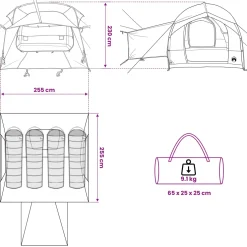 vidaXL Tailgate Tent met Regenfly Waterdicht 4-persoons Legergroen