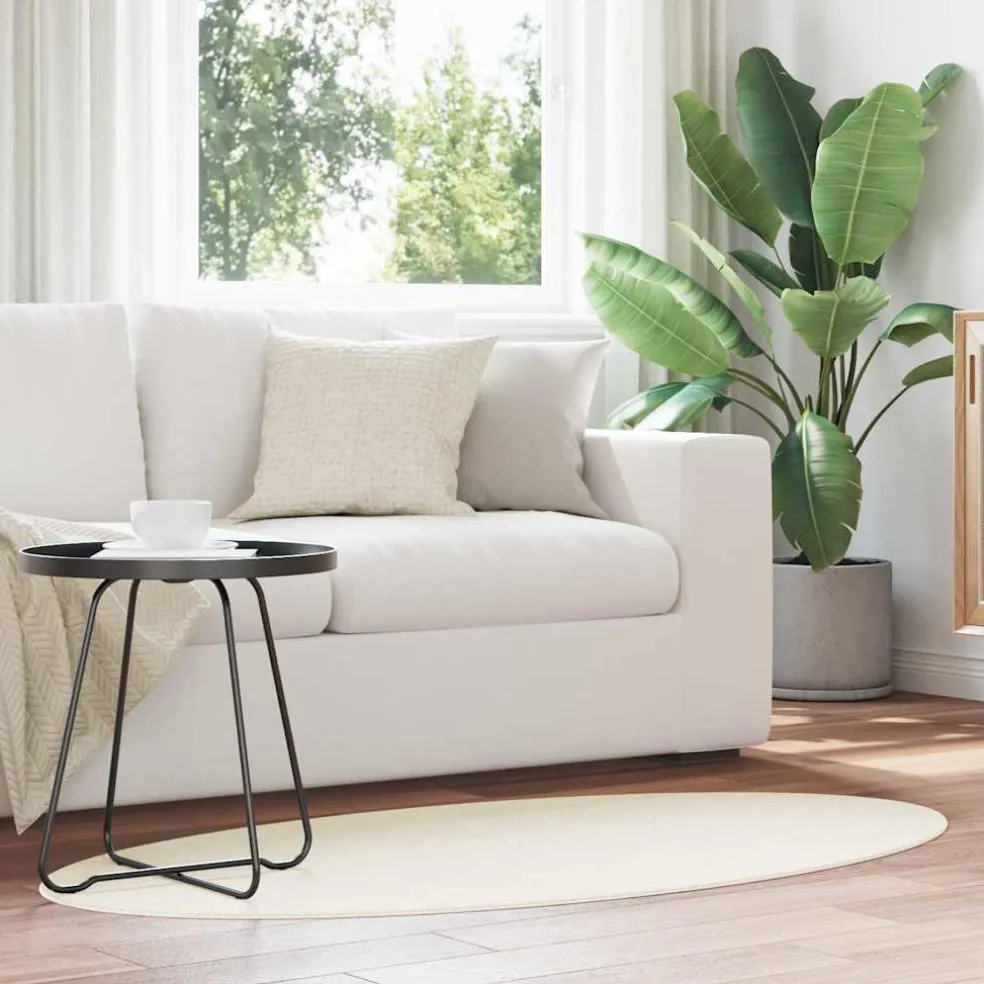 vidaXL Tapijt HUARTE Crèmekleurig 80 x 150 cm 100% Polyester