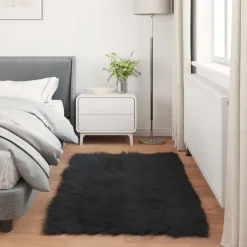 vidaXL Tapijt van imitatie TAFALLA Zwart 60 x 110 cm Polyester