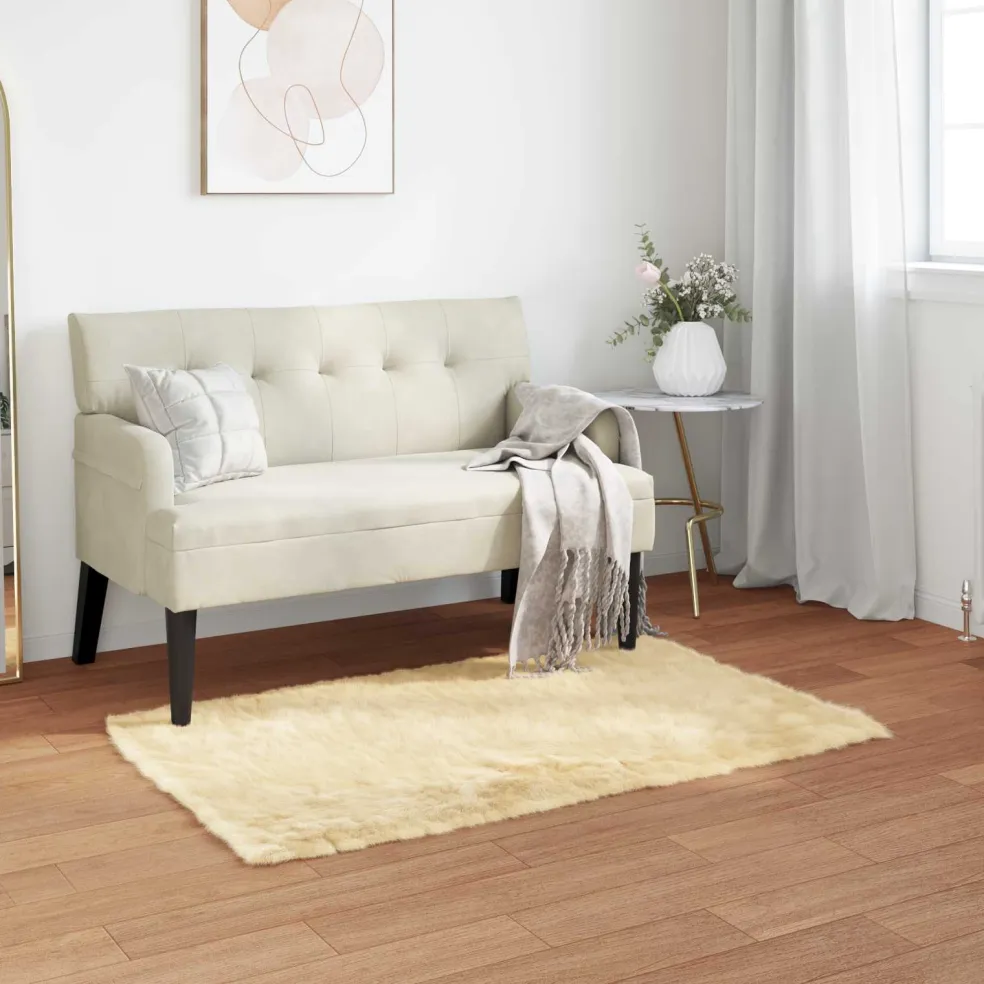 vidaXL Tapijt van imitatie TAFALLA Crèmekleurig 60 x 110 cm Polyester