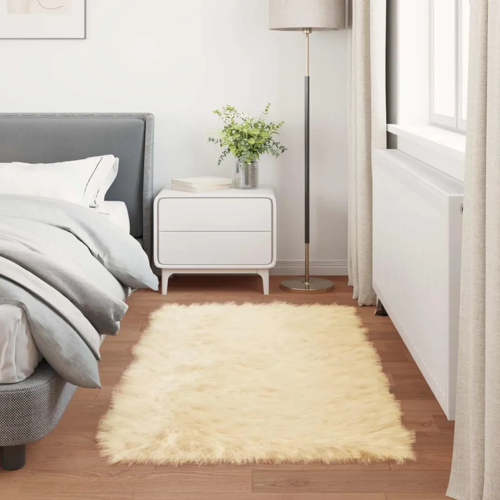 vidaXL Tapijt van imitatie TAFALLA Crèmekleurig 60 x 110 cm Polyester