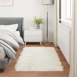 vidaXL Tapijt van imitatie TAFALLA Wit 60 x 110 cm Polyester