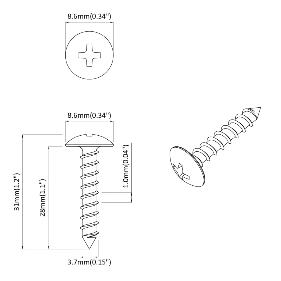 vidaXL Tapnagel 2 st Zwart M4 x 28 mm Staal