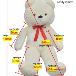 vidaXL Teddybeer 170 cm pluche wit