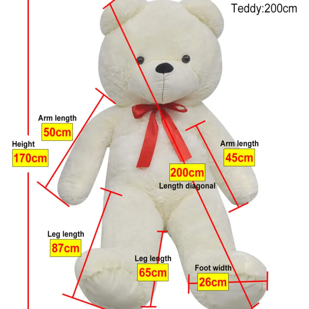 vidaXL Teddybeer 170 cm pluche wit