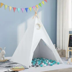 vidaXL Teepee Tent Wit 120 x 120 x 150 cm Stof en Plastic