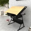 vidaXL Tekentafel met 2 lades en kruk