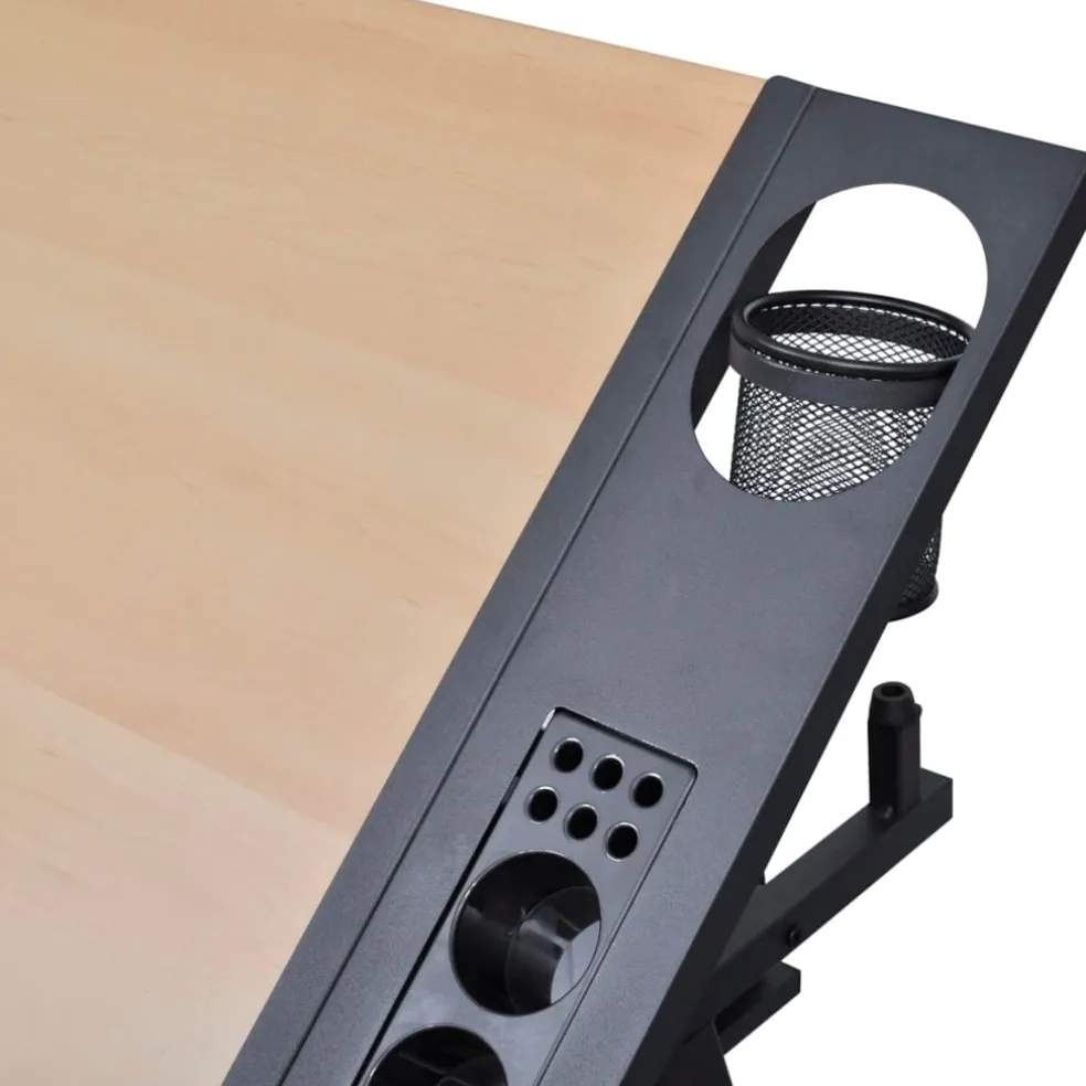 vidaXL Tekentafel met 2 lades en kruk