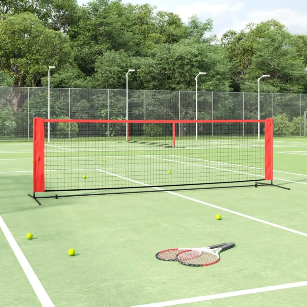 vidaXL Tennisnet 300x100x87 cm polyester zwart en rood