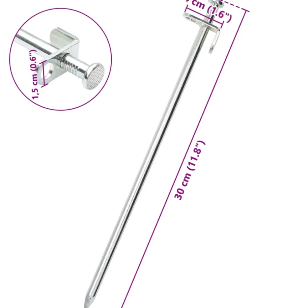 vidaXL Tentharingen 24 st 8 mm 30 cm gegalvaniseerd staal