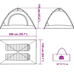 vidaXL Tent 2-persoons snelontgrendeling groen
