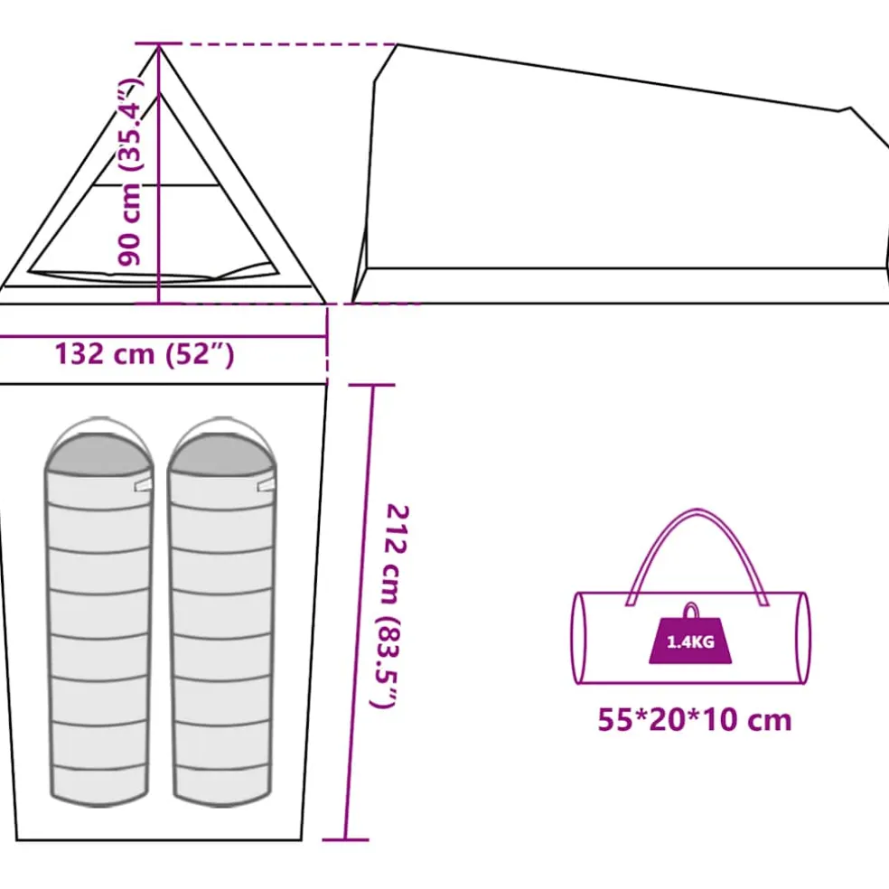 vidaXL Tent 2-persoons waterdicht olijfgroen