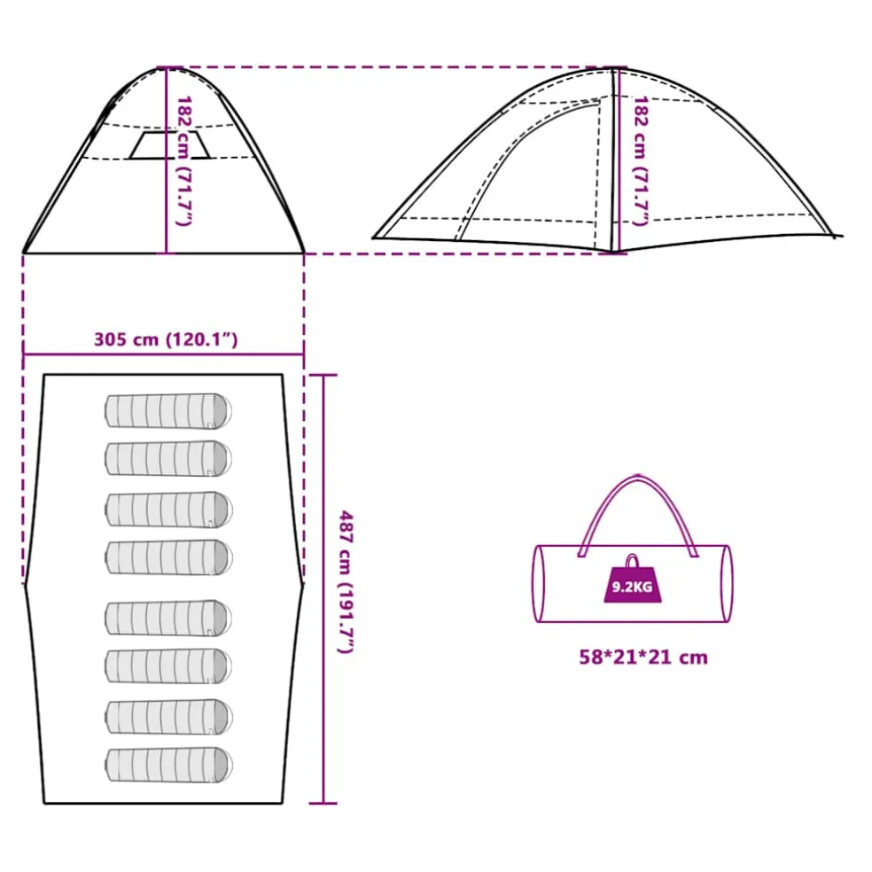 vidaXL Tent 8-persoons waterdicht blauw