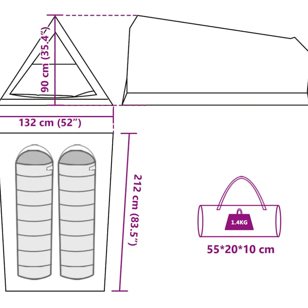 vidaXL Tent 2-persoons waterdicht camouflage