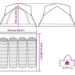 vidaXL Tent 4-persoons waterdicht blauw