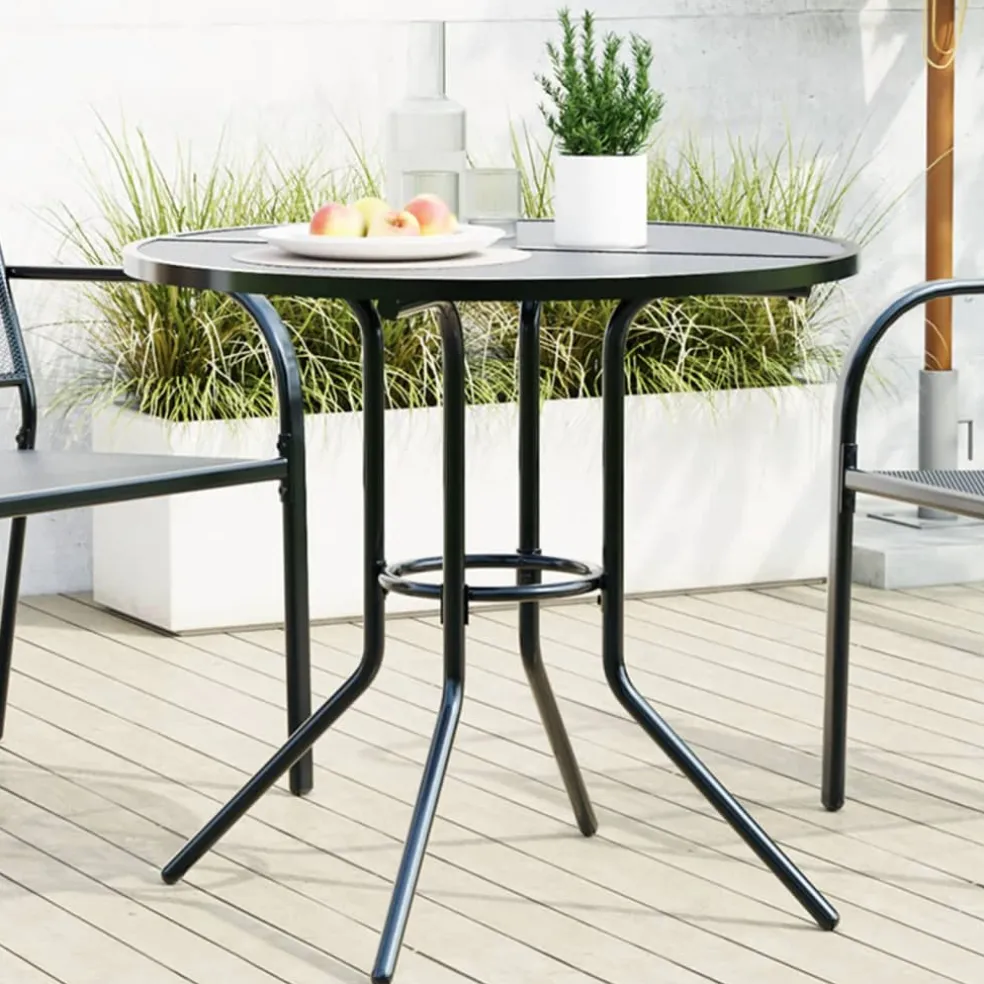 vidaXL Terrastafel rond Ø80x72,5 cm gepoedercoat staal antracietkleur
