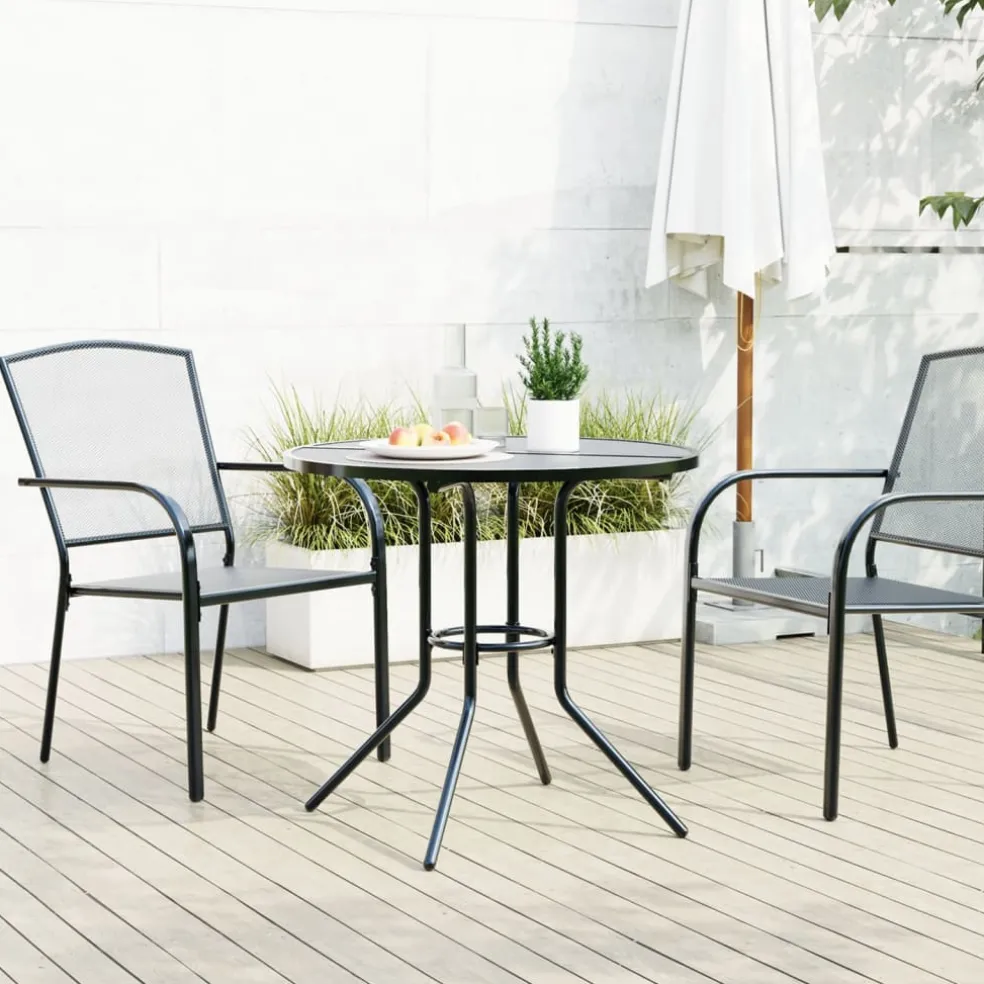 vidaXL Terrastafel rond Ø80x72,5 cm gepoedercoat staal antracietkleur