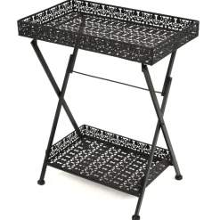 vidaXL Theetafel vintage stijl inklapbaar 58x35x72 cm metaal zwart