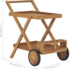 vidaXL Theewagen massief teakhout