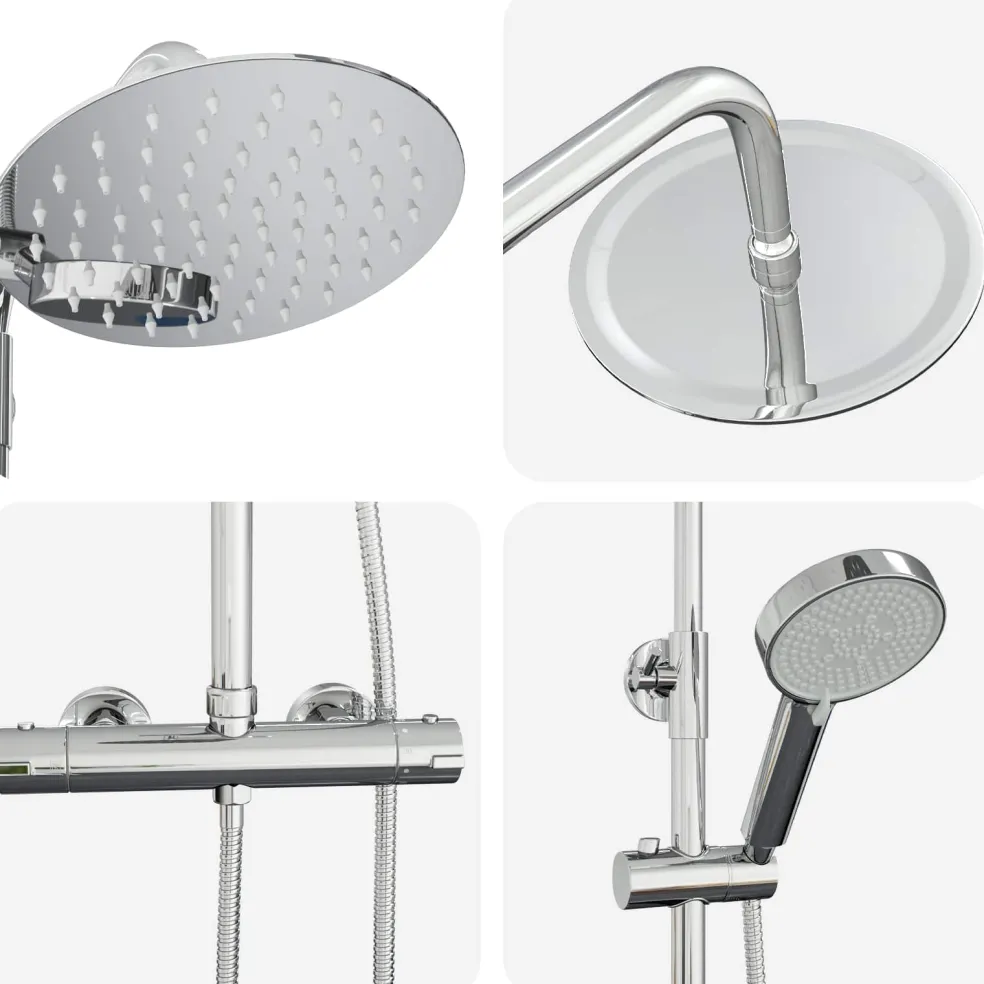 vidaXL Thermostatisch Douchesysteem Set Chroom RVS 201