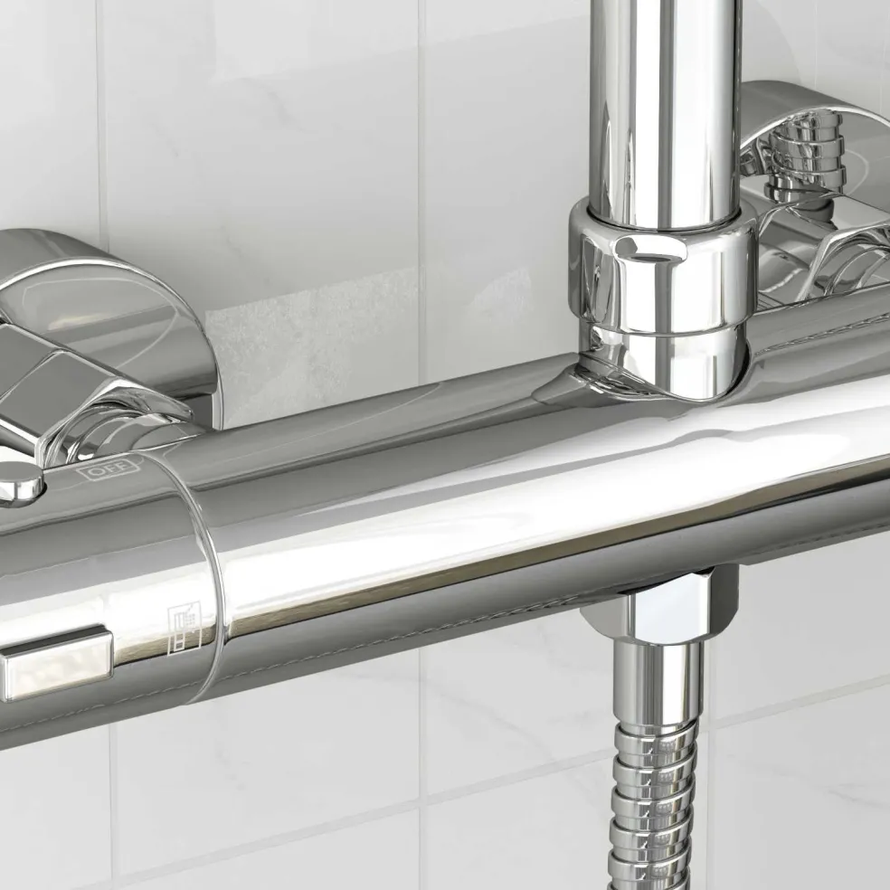 vidaXL Thermostatische douchemixer RVS 201 27 x 8 x 6 cm zilver