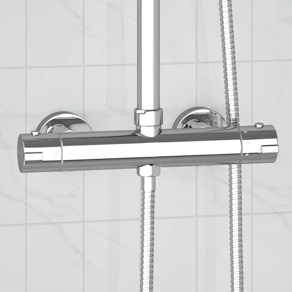 vidaXL Thermostatische douchemixer RVS 201 27 x 8 x 6 cm zilver