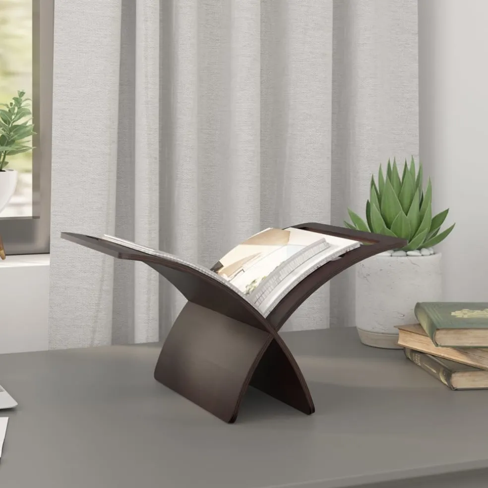 vidaXL Tijdschriftenrek vloermodel hout bruin