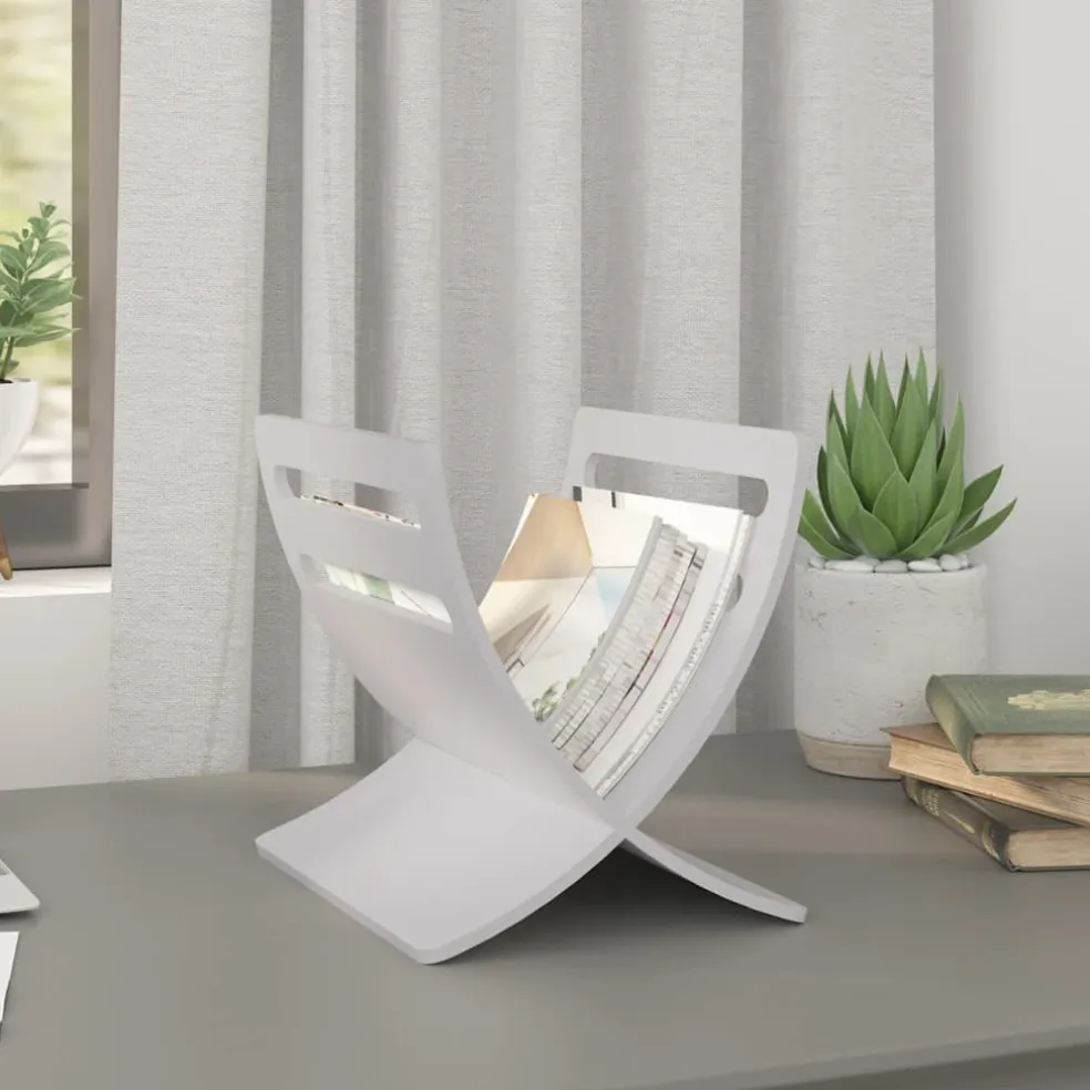 vidaXL Tijdschriftenrek vloermodel hout wit