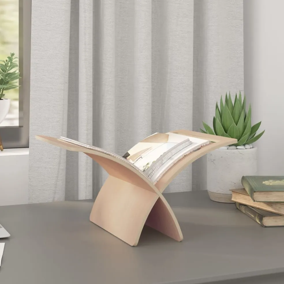 vidaXL Tijdschriftenrek vloermodel hout naturel