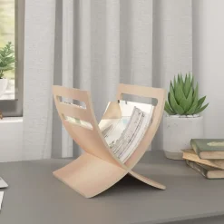vidaXL Tijdschriftenrek vloermodel hout naturel