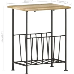 vidaXL Tijdschriftenrek 40x30x50 cm massief mangohout en staal