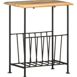 vidaXL Tijdschriftenrek 40x30x50 cm massief mangohout en staal