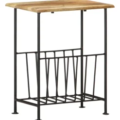 vidaXL Tijdschriftenrek 40x30x50 cm massief mangohout en staal