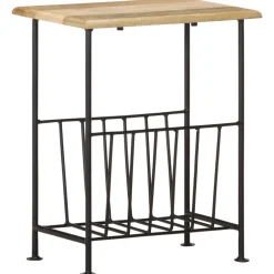 vidaXL Tijdschriftenrek 40x30x50 cm massief mangohout en staal