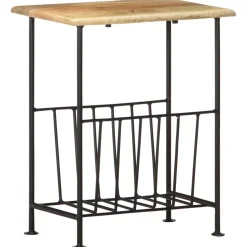 vidaXL Tijdschriftenrek 40x30x50 cm massief mangohout en staal