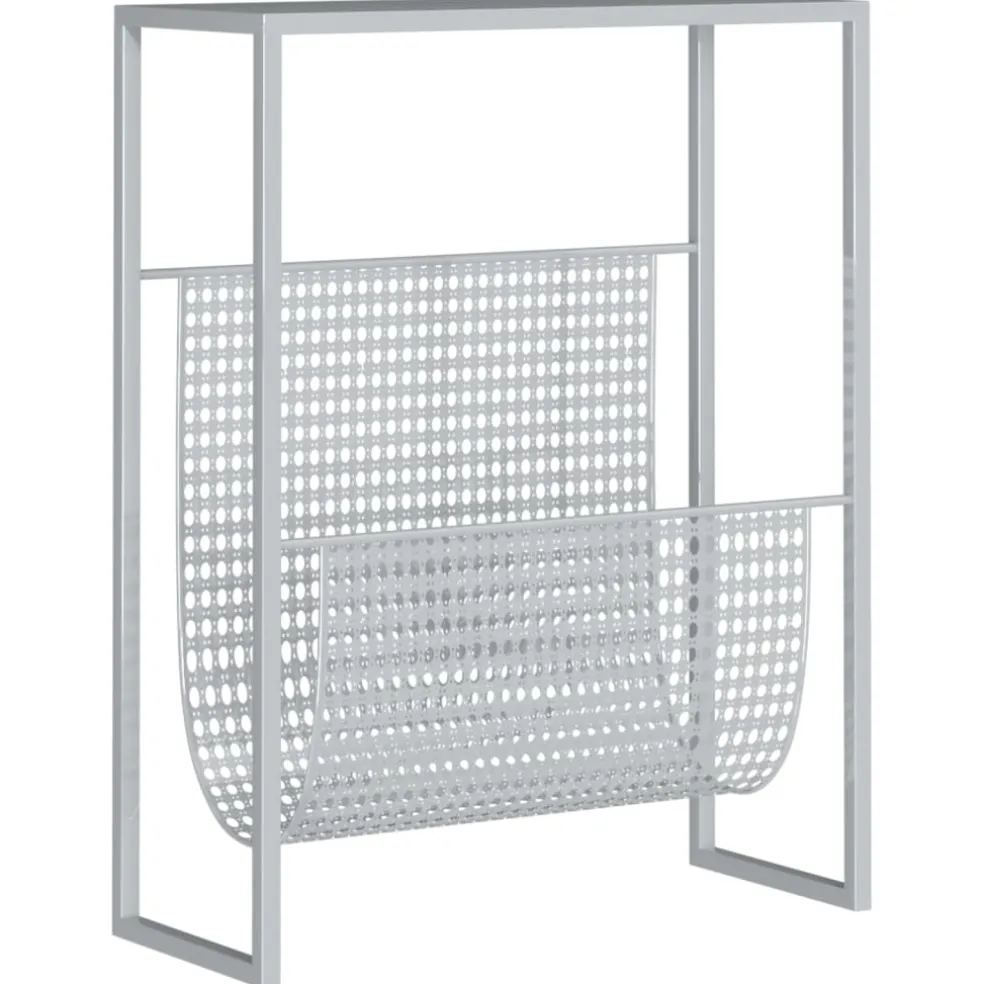 vidaXL Tijdschriftenrek 35x15x45 cm staal zilverkleurig